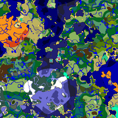 Predicted biome map of Java 1.20 seed -1871853354476395704 around estimated spawn