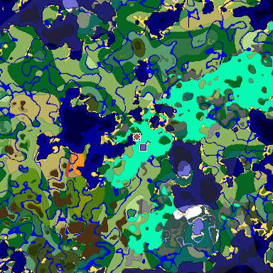 Predicted biome map of Java 1.20 seed 3937596736673343925 around estimated spawn