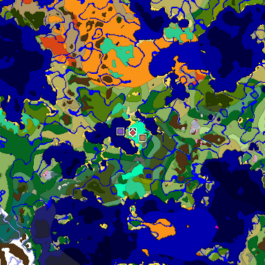 Predicted biome map of Java 1.20 seed 3682510094334481768 around estimated spawn