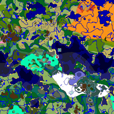 Predicted biome map of Java 1.20 seed -6011703674430388249 around estimated spawn