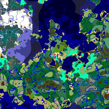 Predicted biome map of Java 1.20 seed 7109588005264942325 around estimated spawn