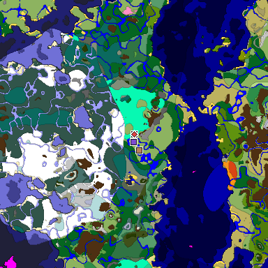 Predicted biome map of Java 1.20 seed 4551061262500573618 around estimated spawn