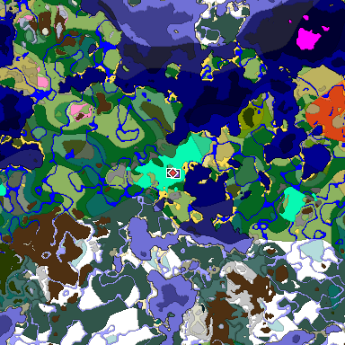 Predicted biome map of Java 1.20 seed 28851781932112503 around estimated spawn