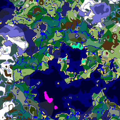 Predicted biome map of Java 1.20 seed 8321196160999645567 around estimated spawn