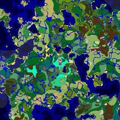 Predicted biome map of Java 1.20 seed 2622576477613734204 around estimated spawn