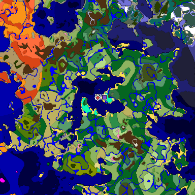 Predicted biome map of Java 1.20 seed -4663698871280833274 around estimated spawn