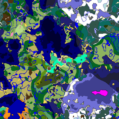 Predicted biome map of Java 1.20 seed 1086583675730819051 around estimated spawn