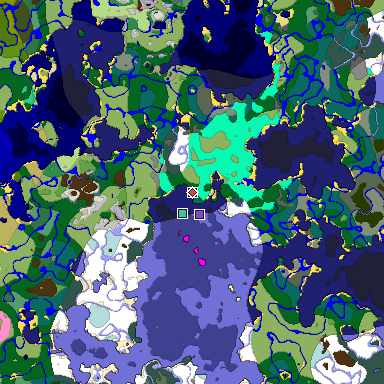 Predicted biome map of Java 1.20 seed 9199918719464285680 around estimated spawn