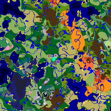 Predicted biome map of Java 1.20 seed 4773115528280724332 around estimated spawn