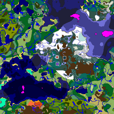 Predicted biome map of Java 1.20 seed 1755379738314446821 around estimated spawn