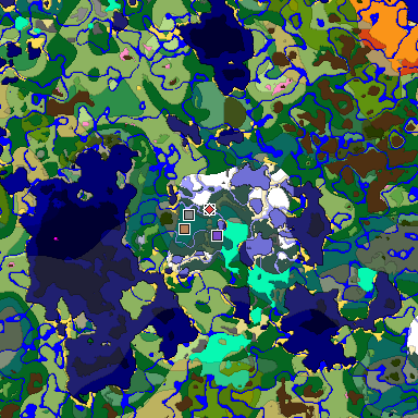 Predicted biome map of Java 1.20 seed 8346720093269924297 around estimated spawn