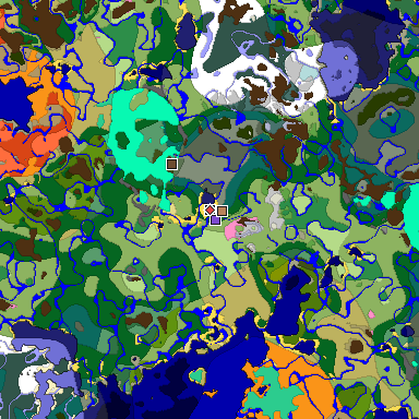 Predicted biome map of Java 1.20 seed -6102992375523187785 around estimated spawn