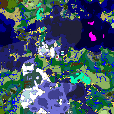 Predicted biome map of Java 1.20 seed 7120395306208536264 around estimated spawn
