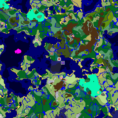 Predicted biome map of Java 1.20 seed 3619942639976162626 around estimated spawn