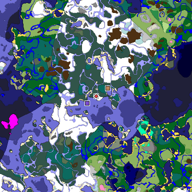 Predicted biome map of Java 1.20 seed -5532928395284853018 around estimated spawn