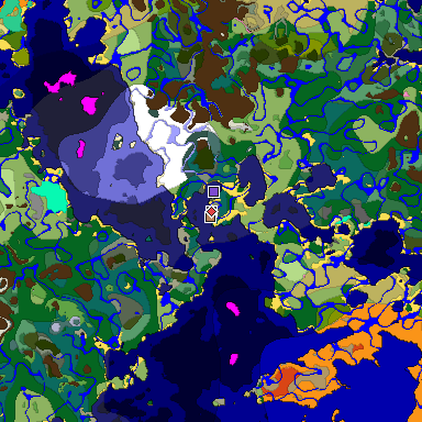 Predicted biome map of Java 1.20 seed -4740390021678744731 around estimated spawn