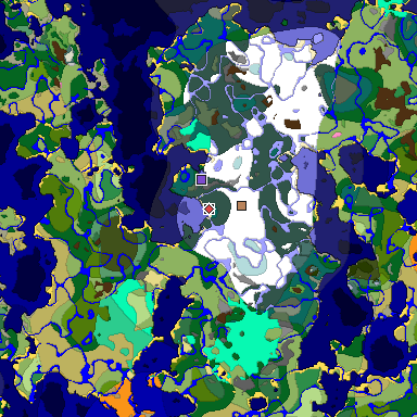 Predicted biome map of Java 1.20 seed -5467815551880744572 around estimated spawn
