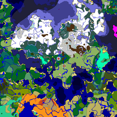 Predicted biome map of Java 1.20 seed -6514676785141997179 around estimated spawn