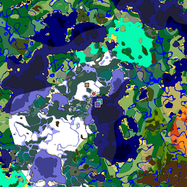 Predicted biome map of Java 1.20 seed 294328825563317494 around estimated spawn