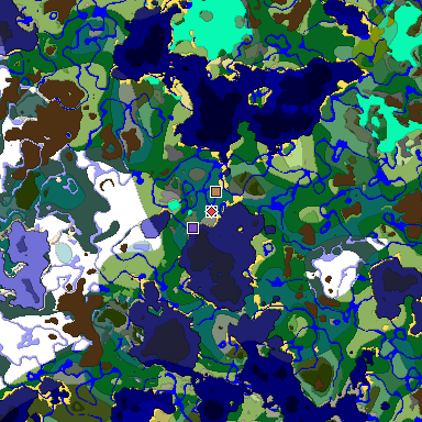 Predicted biome map of Java 1.20 seed 4683824765370076959 around estimated spawn