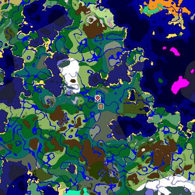 Predicted biome map of Java 1.20 seed -1089914597852419540 around estimated spawn