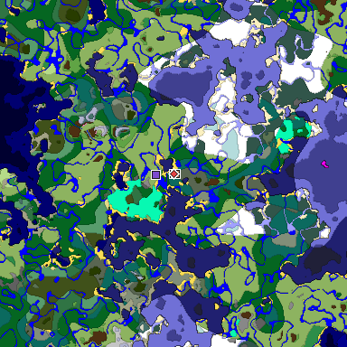 Predicted biome map of Java 1.20 seed 6646776912922823420 around estimated spawn