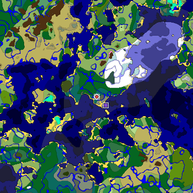 Predicted biome map of Java 1.20 seed 5733425546813491538 around estimated spawn