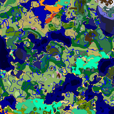 Predicted biome map of Java 1.20 seed 2436440069912306549 around estimated spawn