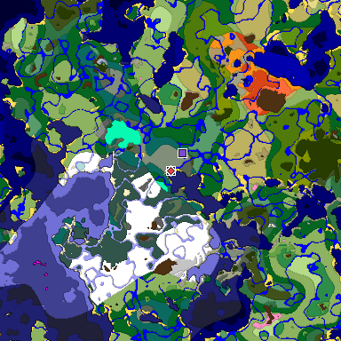 Predicted biome map of Java 1.20 seed 4954098699979162535 around estimated spawn