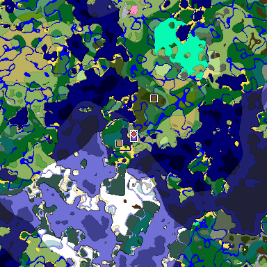 Predicted biome map of Java 1.20 seed 8255633988294888952 around estimated spawn