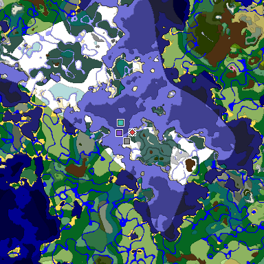Predicted biome map of Java 1.20 seed -5799149029550556014 around estimated spawn