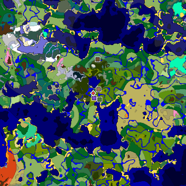 Predicted biome map of Java 1.20 seed 796435651213222159 around estimated spawn