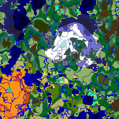 Predicted biome map of Java 1.20 seed 8443121741376153990 around estimated spawn