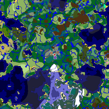 Predicted biome map of Java 1.20 seed -8481142286670378169 around estimated spawn
