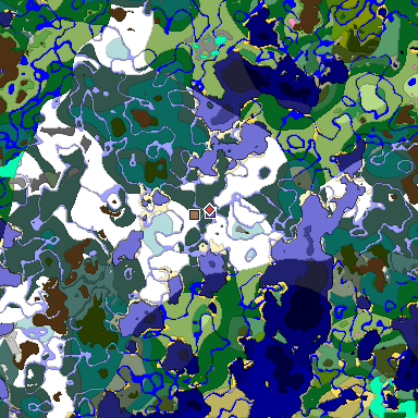 Predicted biome map of Java 1.20 seed 940130920767020770 around estimated spawn