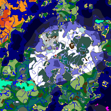 Predicted biome map of Java 1.20 seed 3387407519819635476 around estimated spawn