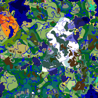 Predicted biome map of Java 1.20 seed -5882439852330855968 around estimated spawn