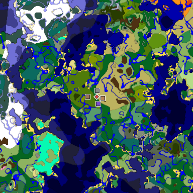 Predicted biome map of Java 1.20 seed 4121715327889256520 around estimated spawn