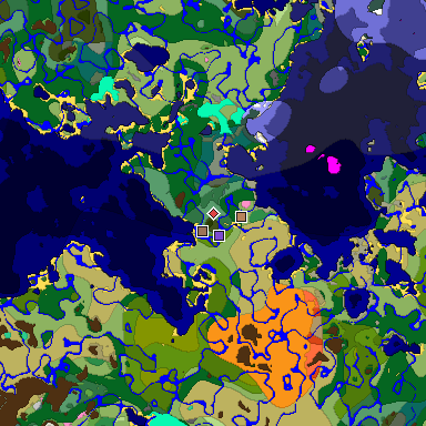Predicted biome map of Java 1.20 seed 1486503204347531167 around estimated spawn