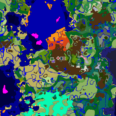 Predicted biome map of Java 1.20 seed -8072417433856921348 around estimated spawn