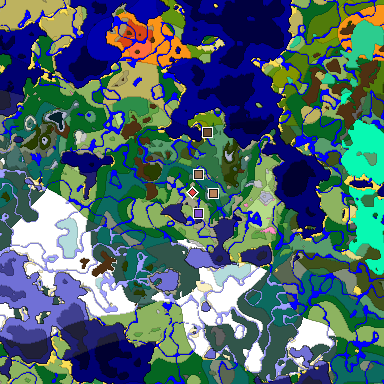 Predicted biome map of Java 1.20 seed 2348477417152886423 around estimated spawn