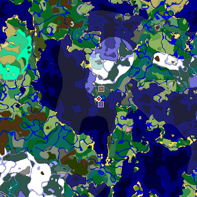 Predicted biome map of Java 1.20 seed 3506134075670165849 around estimated spawn