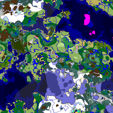 Predicted biome map of Java 1.20 seed -111605622172358663 around estimated spawn