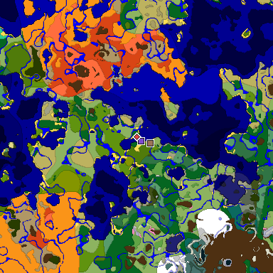 Predicted biome map of Java 1.20 seed 3752580716720741611 around estimated spawn