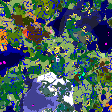 Predicted biome map of Java 1.20 seed 1675824166149480108 around estimated spawn