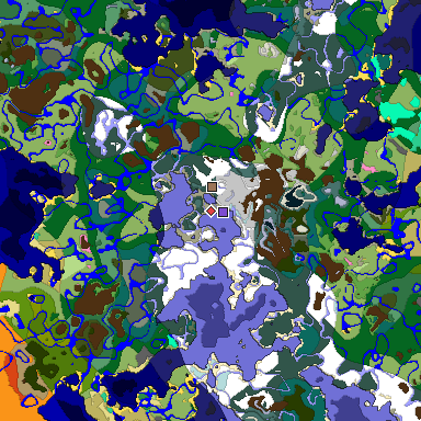 Predicted biome map of Java 1.20 seed 8275974977694058206 around estimated spawn