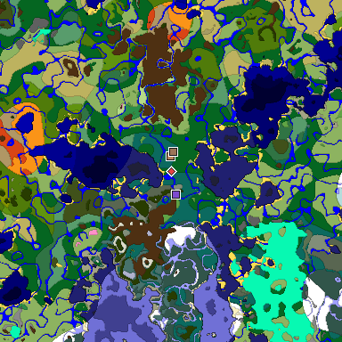 Predicted biome map of Java 1.20 seed 3975700416050033331 around estimated spawn