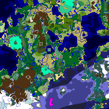 Predicted biome map of Java 1.20 seed -243964030194657400 around estimated spawn