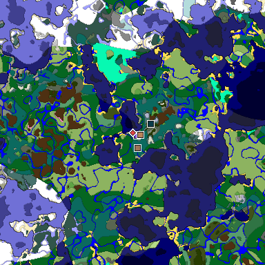 Predicted biome map of Java 1.20 seed -8390474548280286040 around estimated spawn