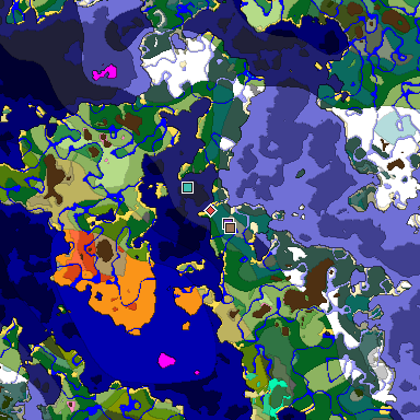 Predicted biome map of Java 1.20 seed -6491271734400408118 around estimated spawn